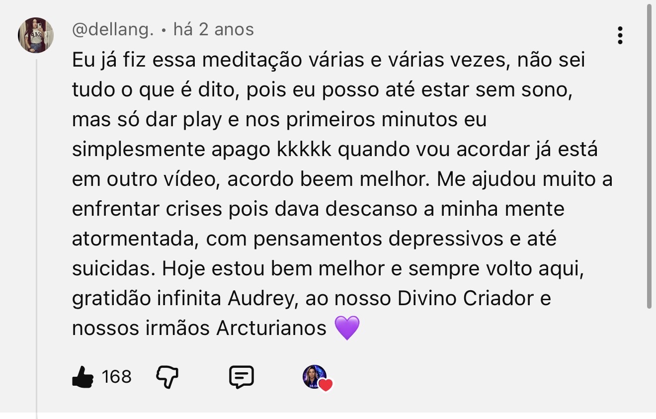 Relato no YouTube